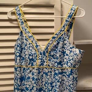Lilly Pulitzer Blue and White Maxi Dress with Yellow Accents Size 8